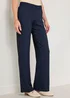 Cotton Traders Midnight Blue Textured Jersey Trousers - 10/L29 Image 1