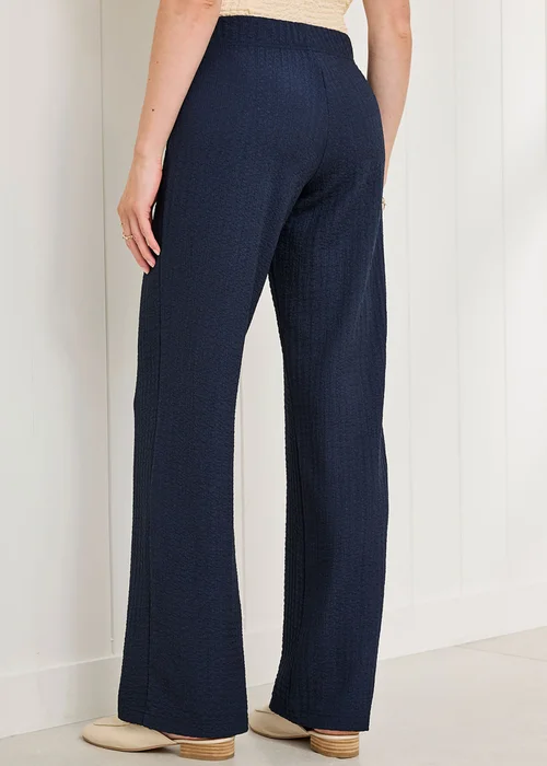 Cotton Traders Midnight Blue Textured Jersey Trousers - 10/L29 Image 2