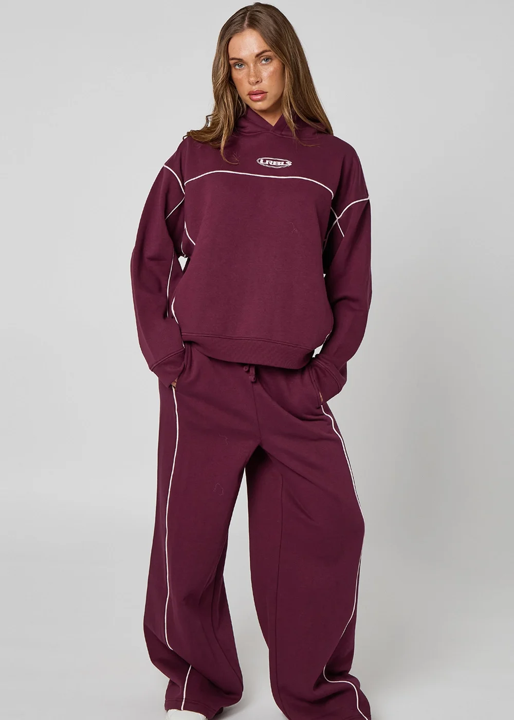 Urban Bliss Burgundy Piped Jogger - 16 Image 1