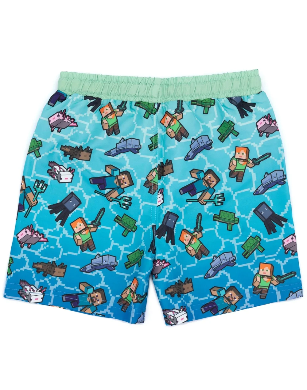 Vanilla Underground Minecraft Boys Blue Creeper Drawstring Swim Shorts (5-14 Years) - 8-9 yrs Image 2