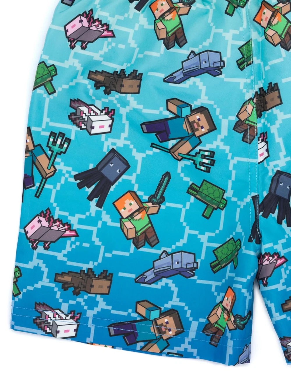 Vanilla Underground Minecraft Boys Blue Creeper Drawstring Swim Shorts (5-14 Years) - 8-9 yrs Image 4