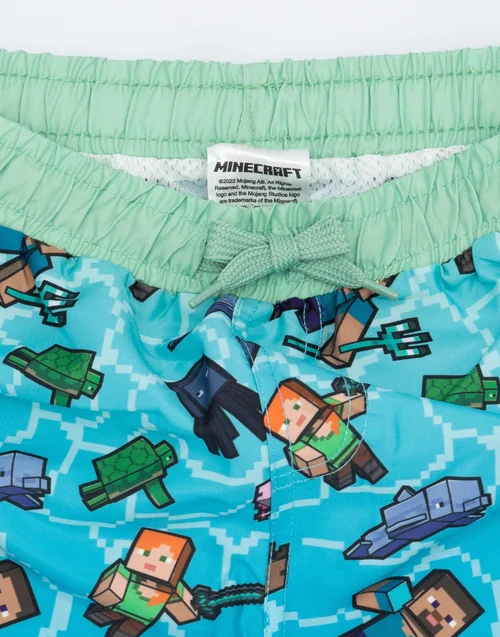 Vanilla Underground Minecraft Boys Blue Creeper Drawstring Swim Shorts (5-14 Years) - 8-9 yrs Image 3