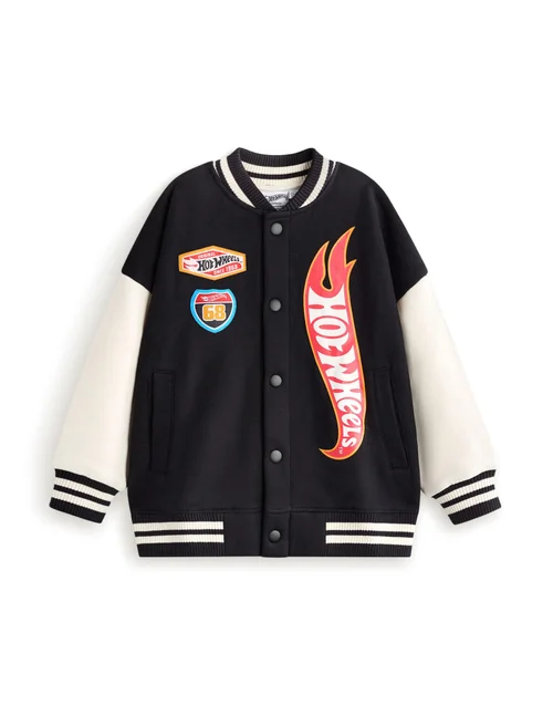 Vanilla Underground Hot Wheels Boys Black Turbo Charged Varsity Jacket (3-12 Years) - 8-9 yrs Image 4