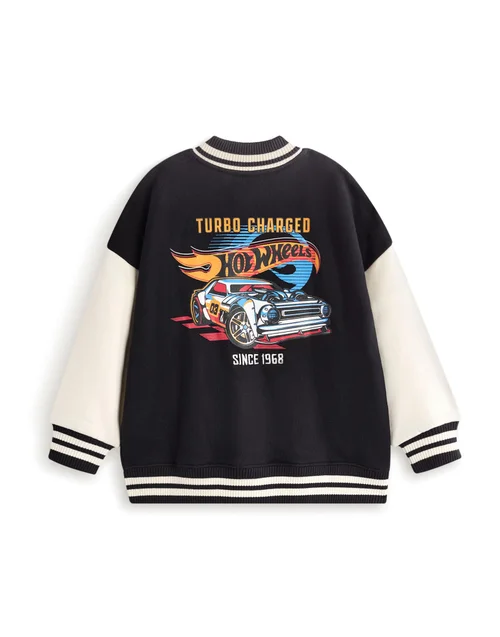 Vanilla Underground Hot Wheels Boys Black Turbo Charged Varsity Jacket (3-12 Years) - 8-9 yrs Image 5