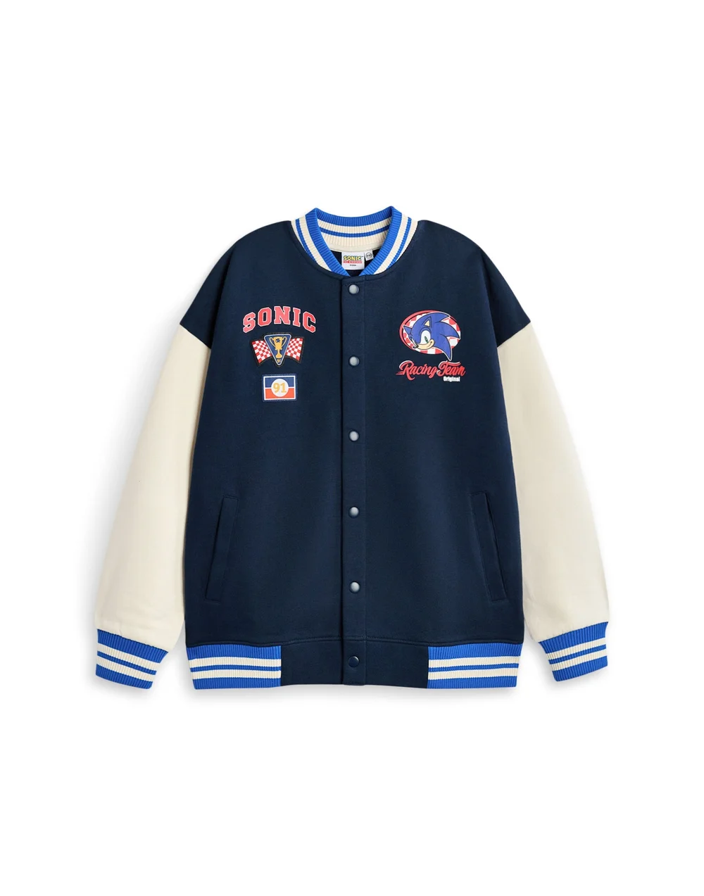 Vanilla Underground Sonic The Hedgehog Boys Blue Racing Team Varsity Jacket (4-12 Years) - 9-10 Yrs Image 1