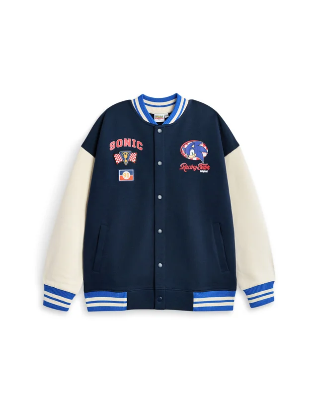 Vanilla Underground Sonic The Hedgehog Boys Blue Racing Team Varsity Jacket (4-12 Years)