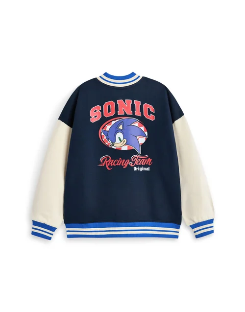 Vanilla Underground Sonic The Hedgehog Boys Blue Racing Team Varsity Jacket (4-12 Years) - 9-10 Yrs Image 2