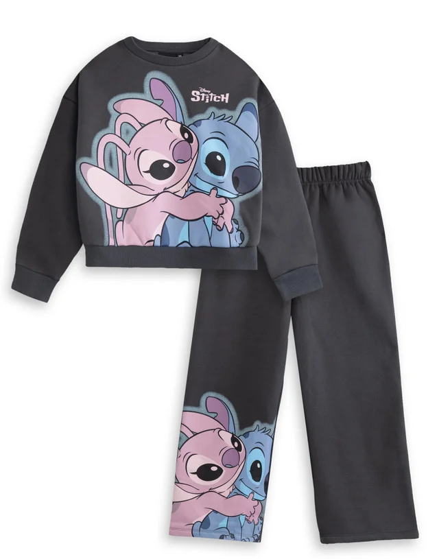 Vanilla Underground Disney Girls Grey Stitch Sweatshirt & Joggers Set (5-14 Years)
