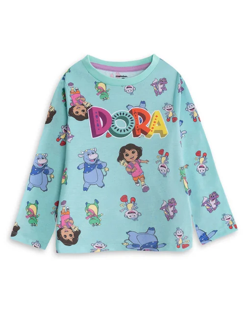 Vanilla Underground Dora Unisex Kids Multicoloured Character Multi-Pack Of 2 Long Sleeve & Leg Pyjama Set (2-7 Years) - 6-7 Yrs Image 4