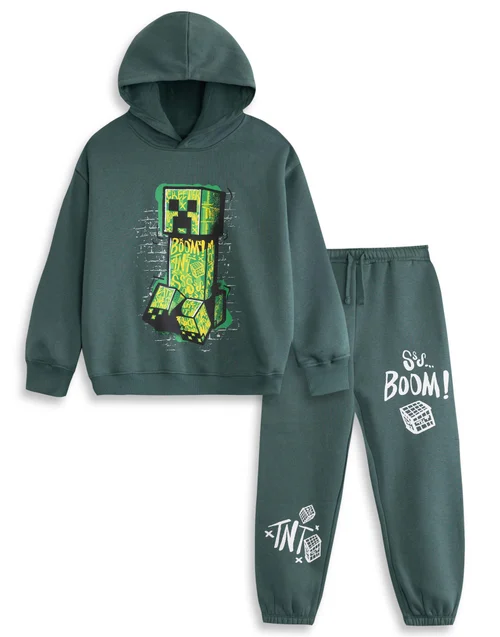 Vanilla Underground Minecraft Boys Green Creeper Sweatshirt & Joggers Set (5-14 Years) - 13-14 Yrs Image 1
