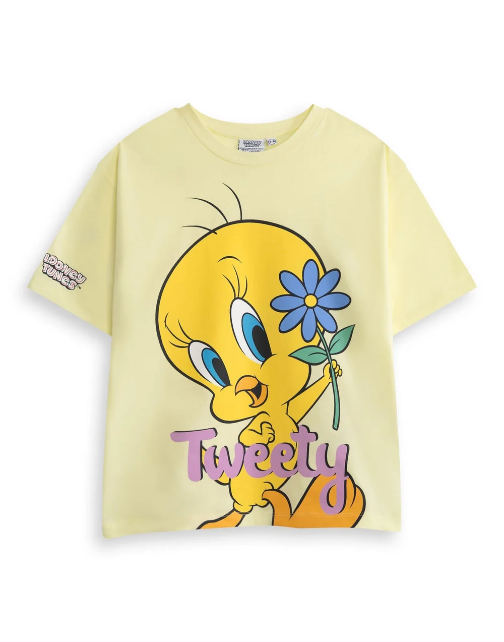 Vanilla Underground Looney Tunes Girls Yellow Tweety Short Sleeved T-Shirt (2-10 Years) - 8-9 yrs Image 1
