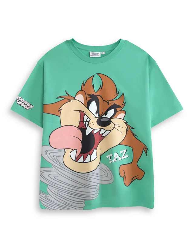 Vanilla Underground Looney Tunes Boys Green Taz Short Sleeved T-Shirt (2-10 Years)