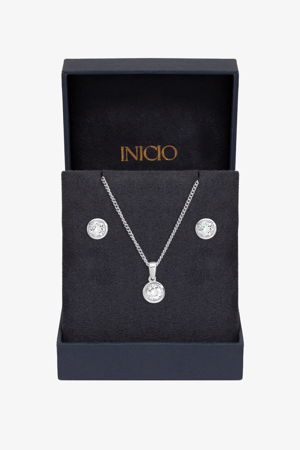 Inicio Sterling Silver Plated Cubic Zirconia Bezel Set Gift Box - One Size Image 1