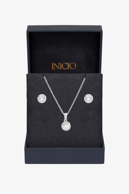 Inicio Sterling Silver Plated Cubic Zirconia Bezel Set Gift Box - One Size Image 1