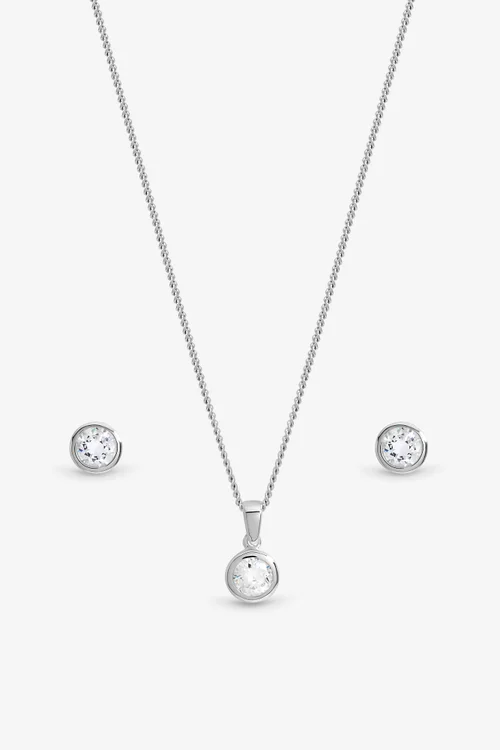 Inicio Sterling Silver Plated Cubic Zirconia Bezel Set Gift Box - One Size Image 2