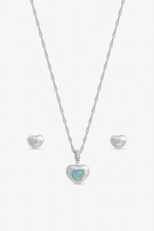 Inicio Sterling Silver Plated Satin Heart Set Gift Box - One Size Image 2