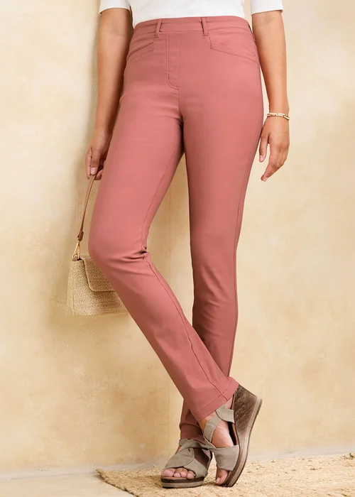 Cotton Traders Blush Super Stretchy Pull On Slim Leg Trousers - 12/L27 Image 4