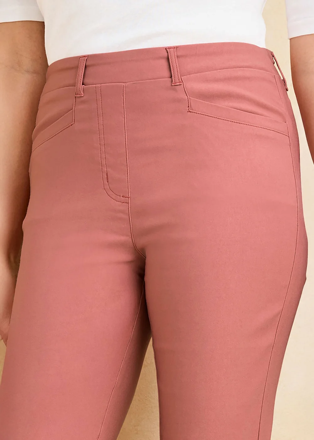 Cotton Traders Blush Super Stretchy Pull On Slim Leg Trousers - 12/L27 Image 2