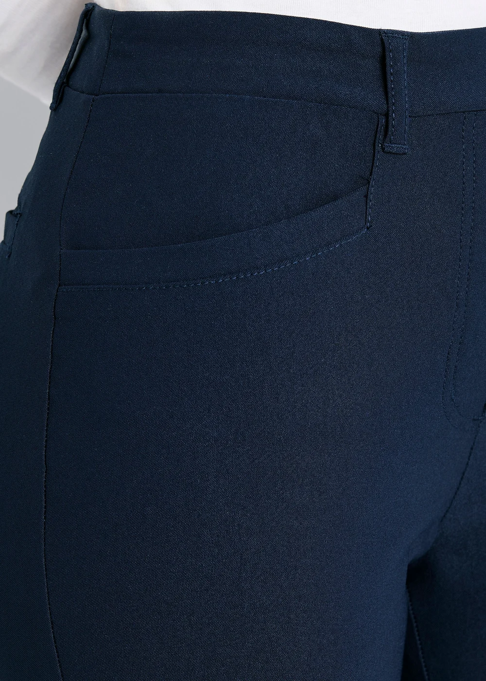 Cotton Traders Dark Blue Super Stretchy Pull On Slim Leg Trousers - 18/L29 Image 3