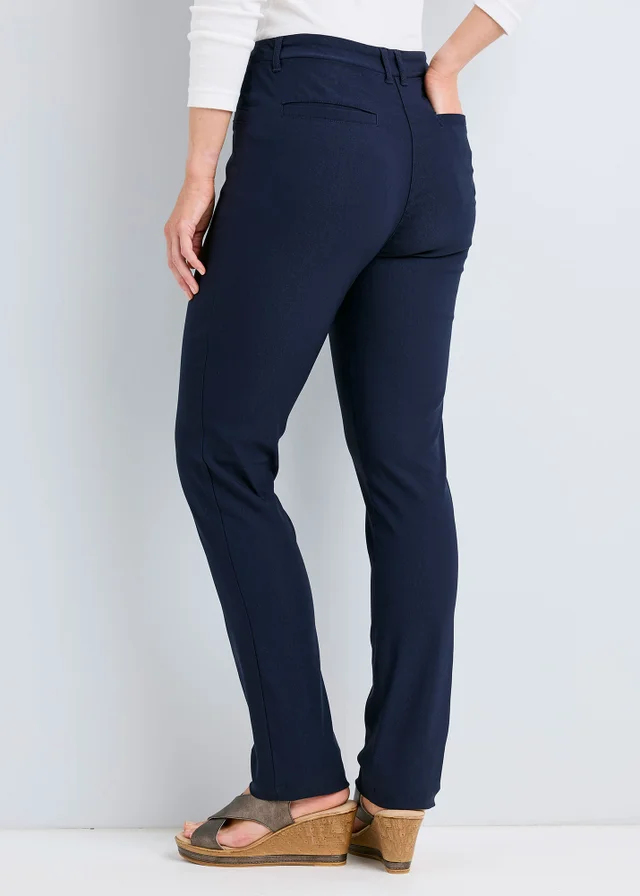 Cotton Traders Dark Blue Super Stretchy Pull On Slim Leg Trousers