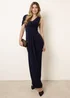 Blue Vanilla Navy Interlock Twist Yarn Drape Detail Off Shoulder Dress - 8 Image 1