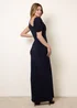 Blue Vanilla Navy Interlock Twist Yarn Drape Detail Off Shoulder Dress - 8 Image 4
