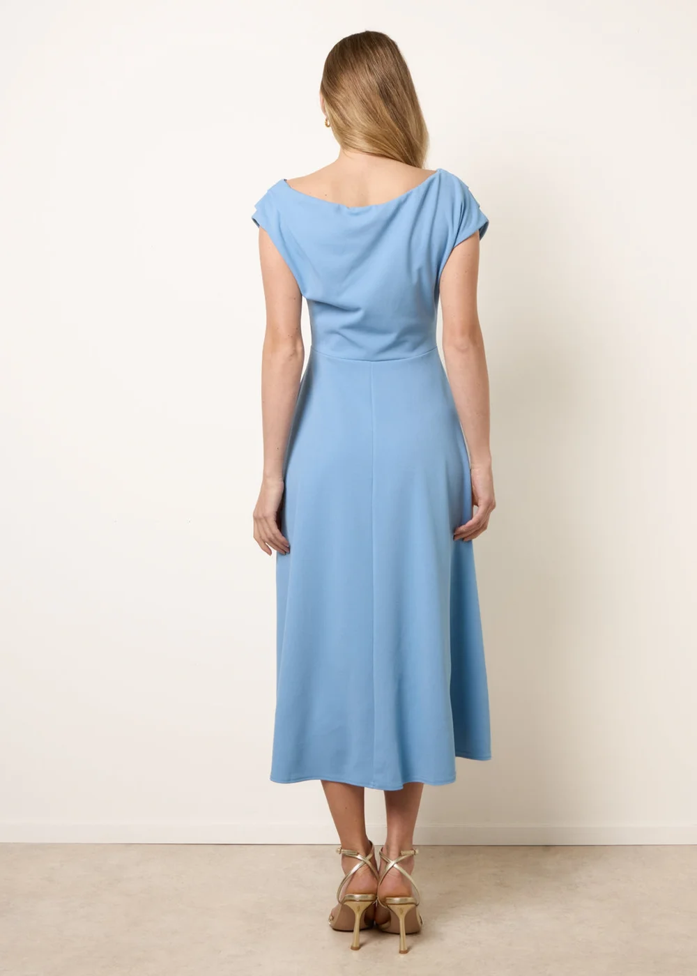 Blue Vanilla Blue Scuba Crepe Off-Shoulder Skater Dress - 8 Image 4