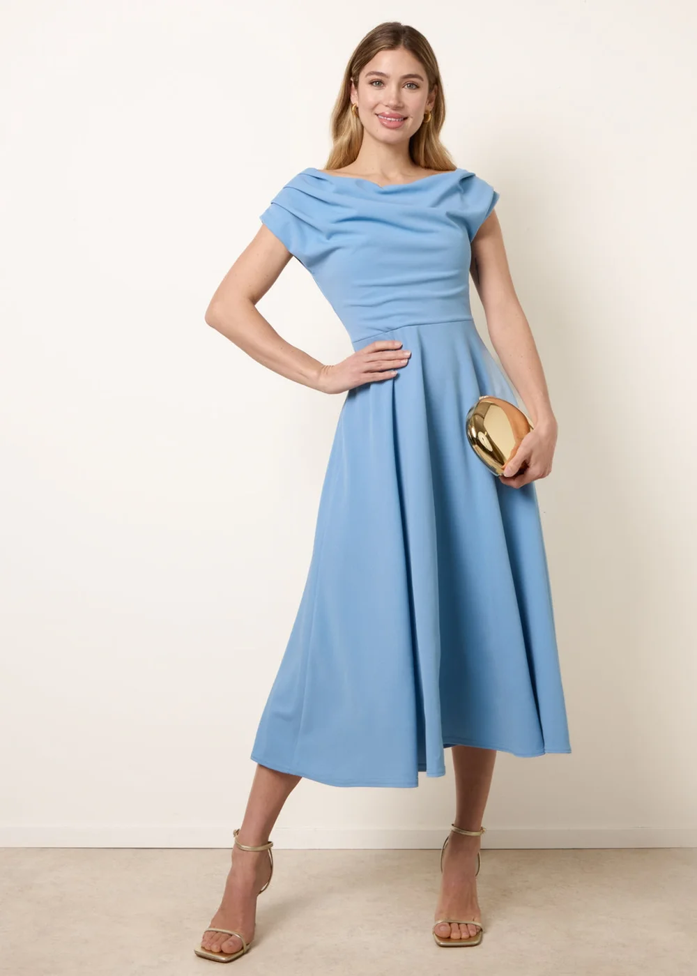Blue Vanilla Blue Scuba Crepe Off-Shoulder Skater Dress - 8 Image 3