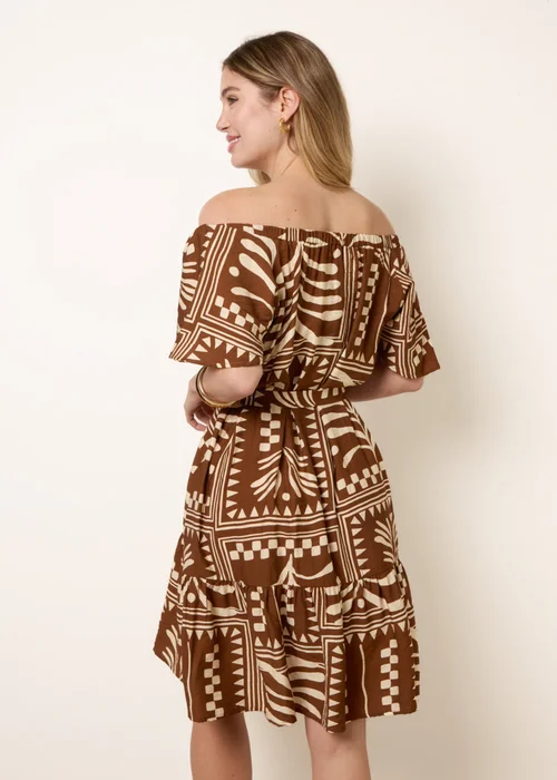 Blue Vanilla Brown Bardot Off The Shoulder Dress - L Image 4