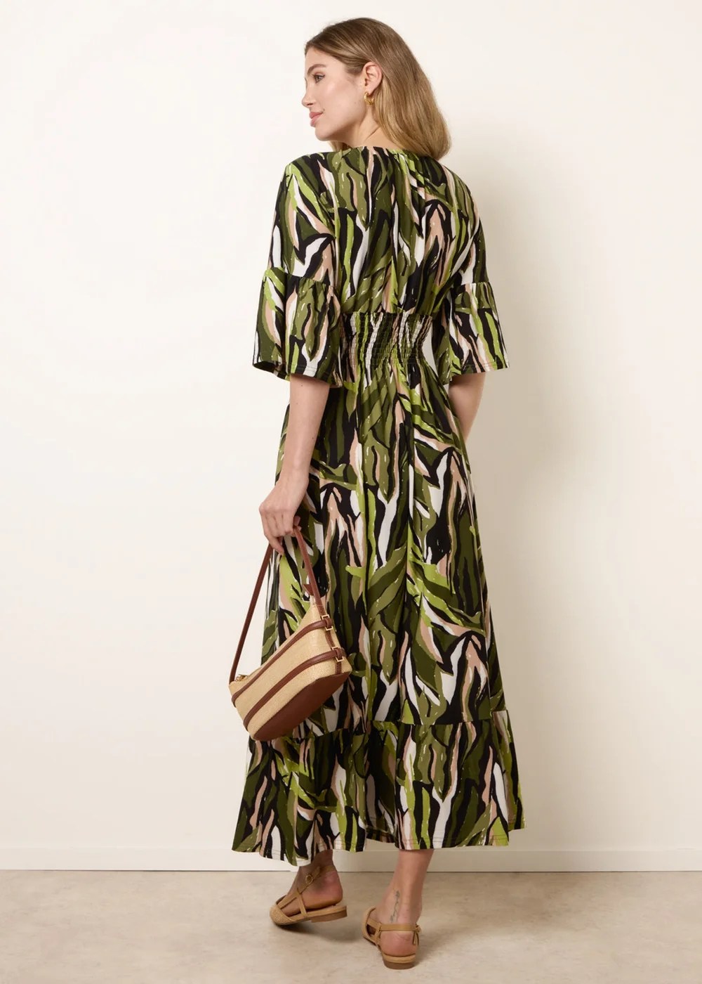 Blue Vanilla Green Shirred Empire Bust Dress - S Image 4