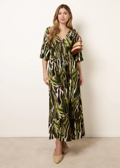 Blue Vanilla Green Shirred Empire Bust Dress - S Image 3