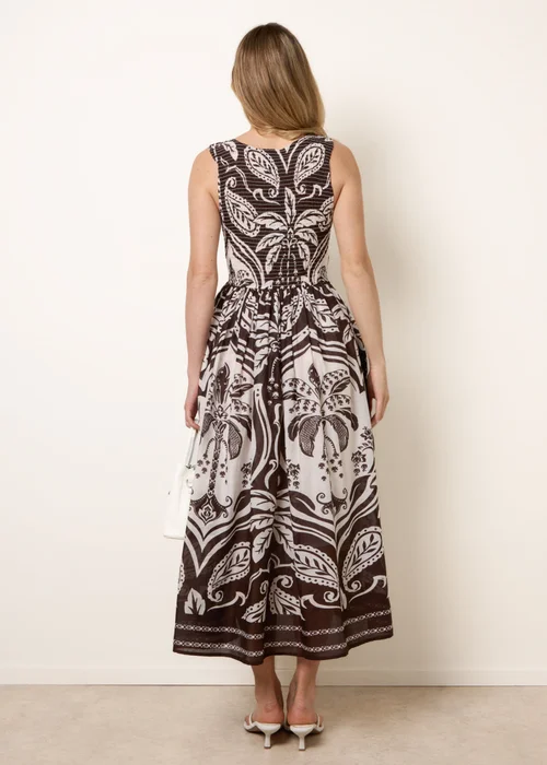 Blue Vanilla Brown Sleeveless Shirred Dress - M/L Image 5