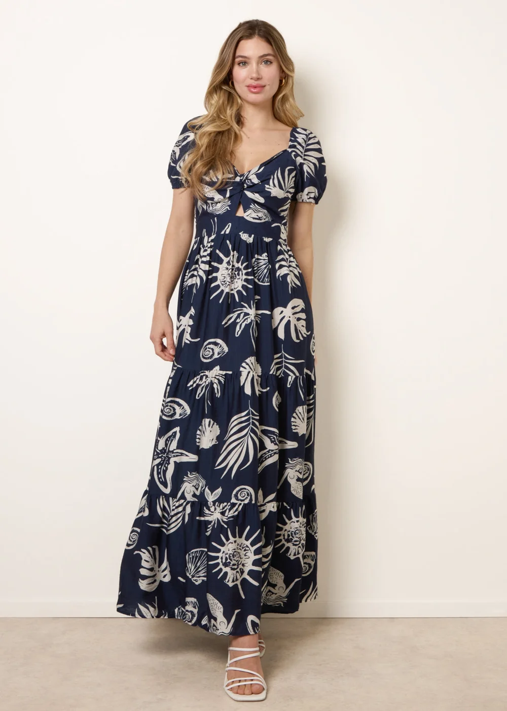 Blue Vanilla Navy Knot Front Puff Sleeve Dress - XL Image 3