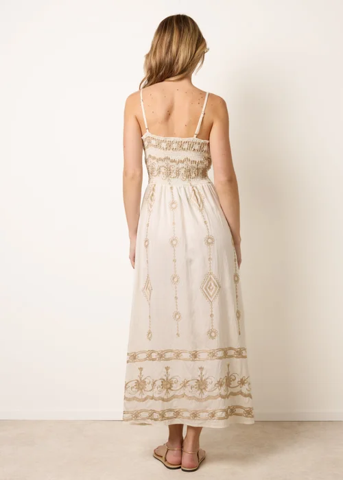 Blue Vanilla Ivory Embroidered Maxi Dress With Adjustable Straps - S/M Image 4