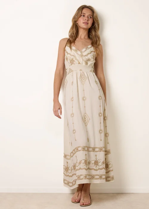 Blue Vanilla Ivory Embroidered Maxi Dress With Adjustable Straps - S/M Image 1