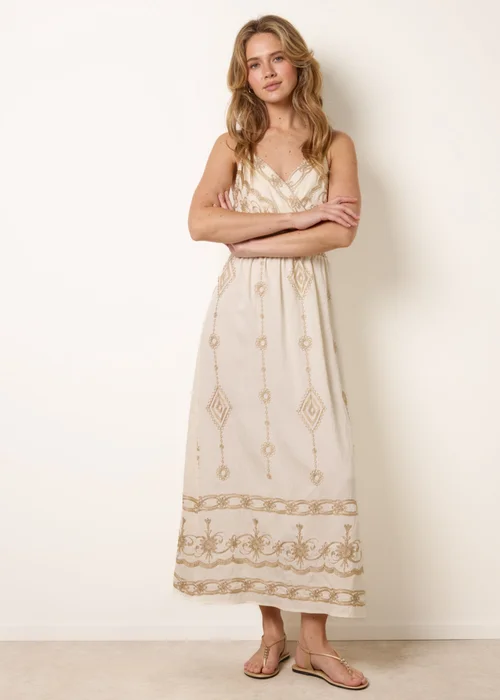 Blue Vanilla Ivory Embroidered Maxi Dress With Adjustable Straps - S/M Image 3