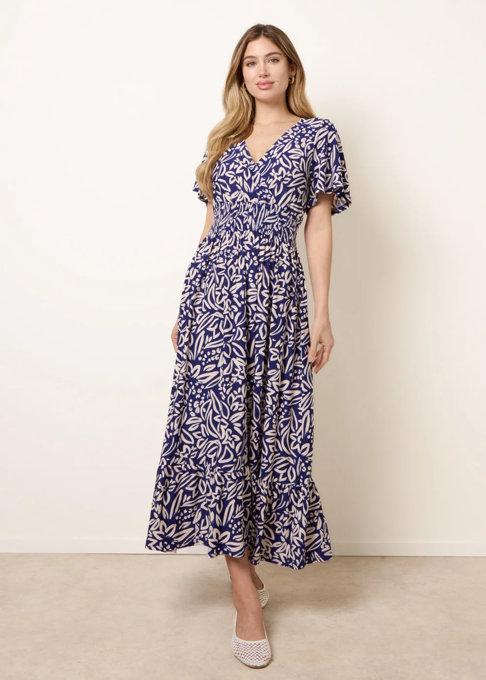 Blue Vanilla Blue Wrap Front Midi Dress - M Image 1