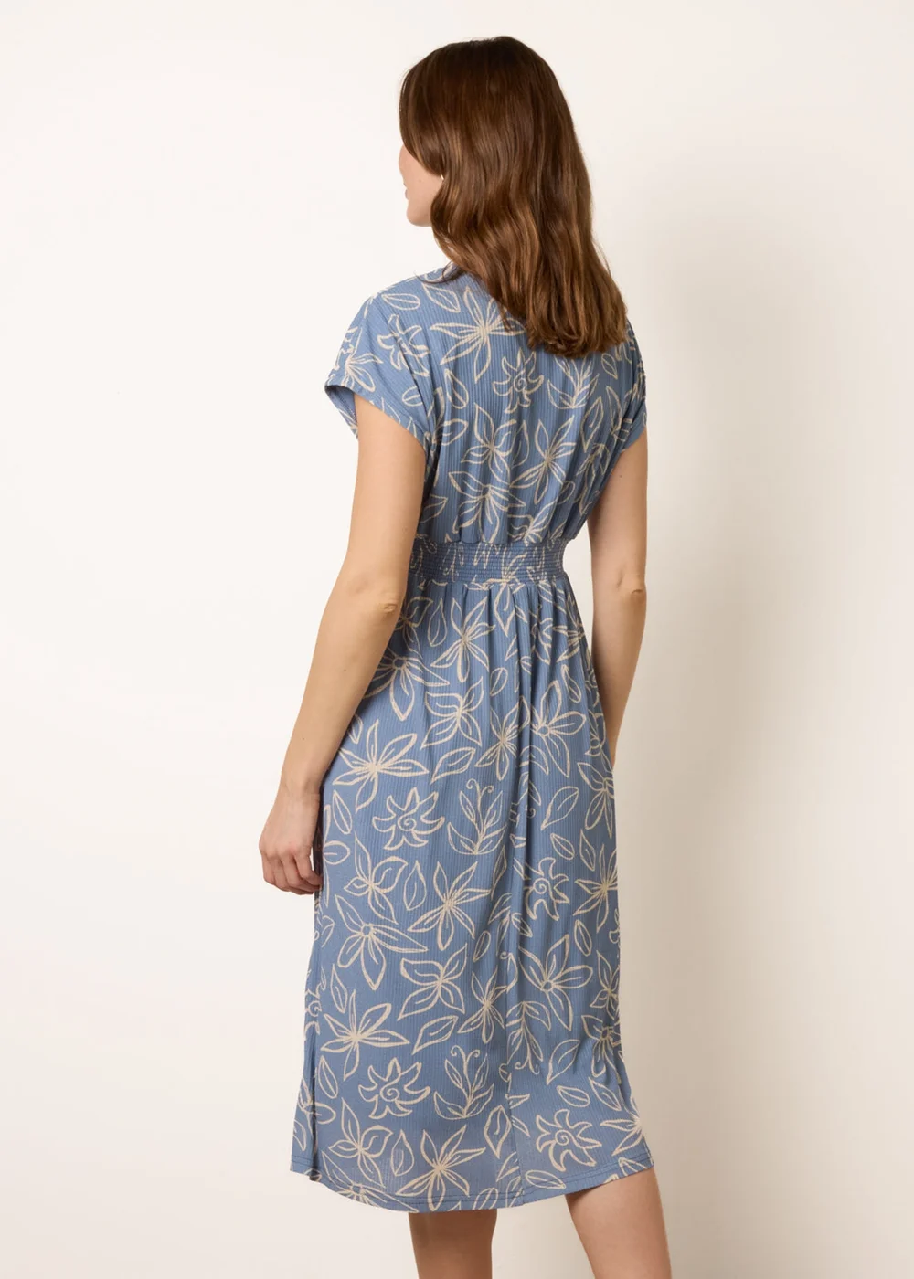 Blue Vanilla Blue Floral Wrap Front Elasticated Waist Midi Dress - L/XL Image 4