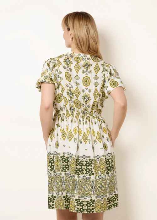 Blue Vanilla Green Abstract Print Button Front Mini Dress - S Image 4