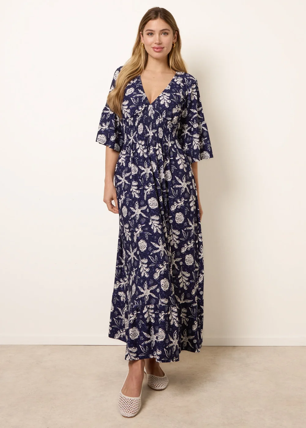 Blue Vanilla Navy Shirred Empire Bust Dress - S Image 3
