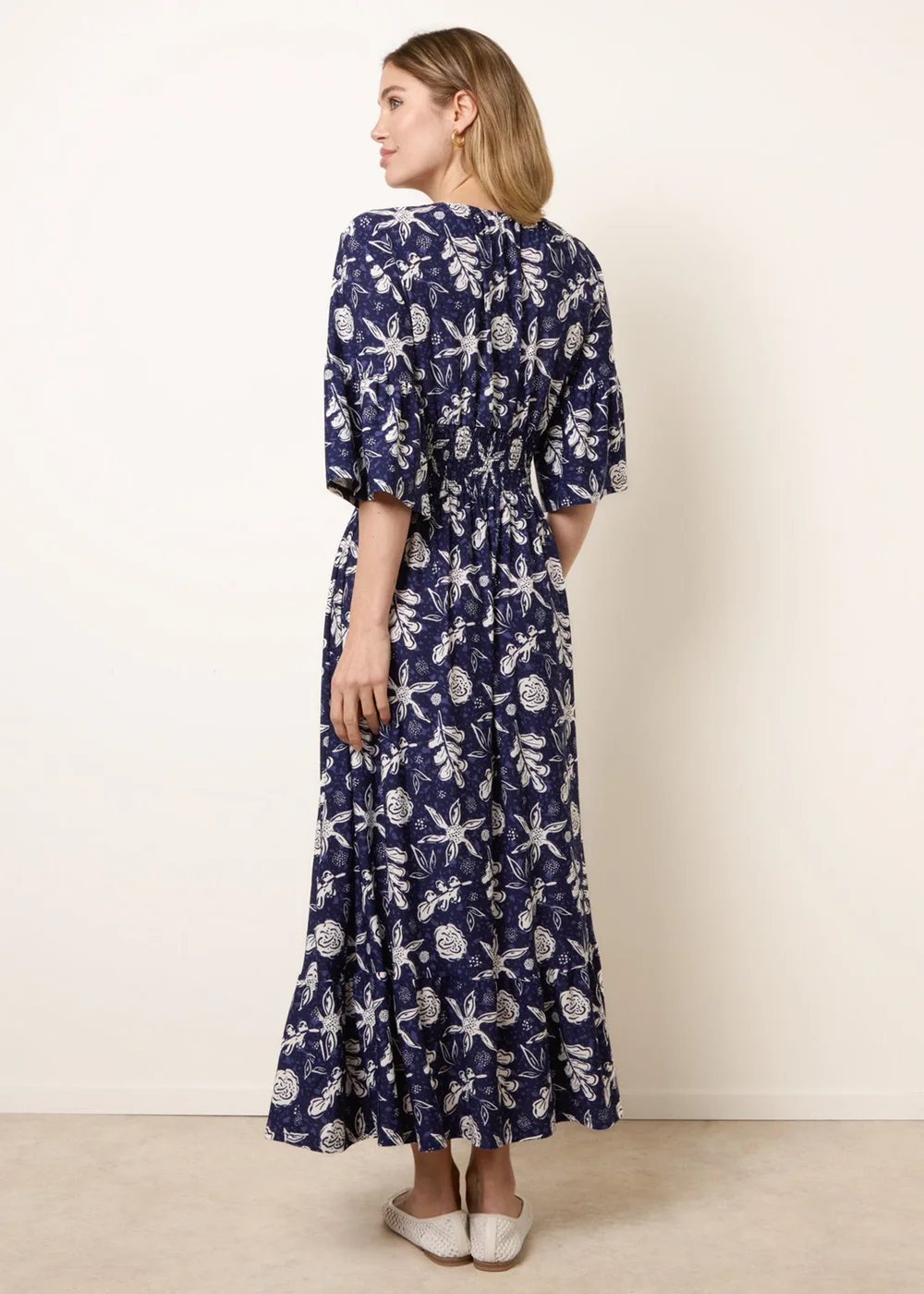 Blue Vanilla Navy Shirred Empire Bust Dress - S Image 4