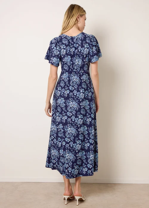 Blue Vanilla Blue Floral Button Through Midi Dress - L Image 4