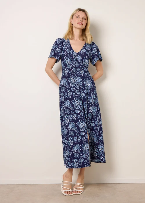 Blue Vanilla Blue Floral Button Through Midi Dress - L Image 1