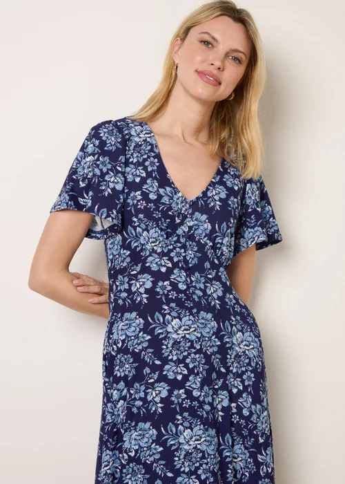 Blue Vanilla Blue Floral Button Through Midi Dress - L Image 2