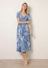 Blue Vanilla Blue Shirred Button V Neck Midi Dress - L Image 1