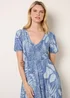 Blue Vanilla Blue Shirred Button V Neck Midi Dress - L Image 2