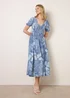Blue Vanilla Blue Shirred Button V Neck Midi Dress - L Image 3