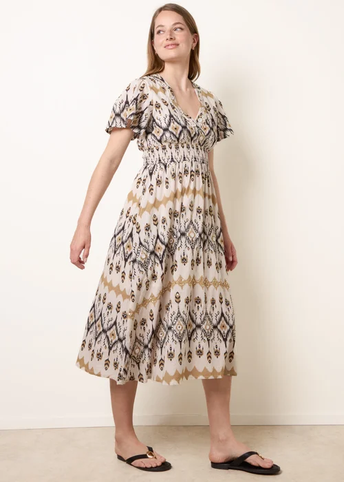 Blue Vanilla Stone Embroidered Wrap Front Midi Dress - L/XL Image 3