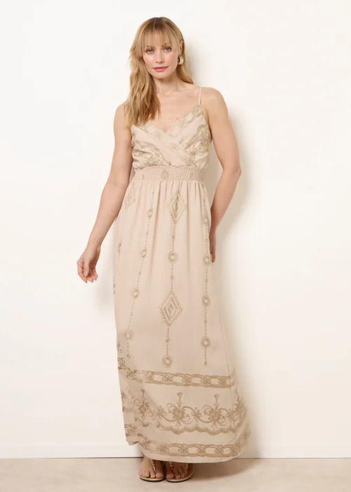 Blue Vanilla Stone Embroidered Maxi Dress With Adjustable Straps - S/M Image 1