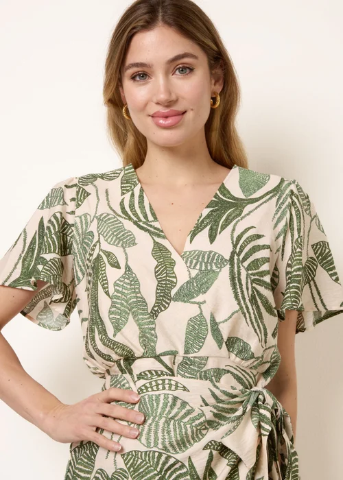 Blue Vanilla Green Wrap Front Sarong Mini Dress - XL Image 3
